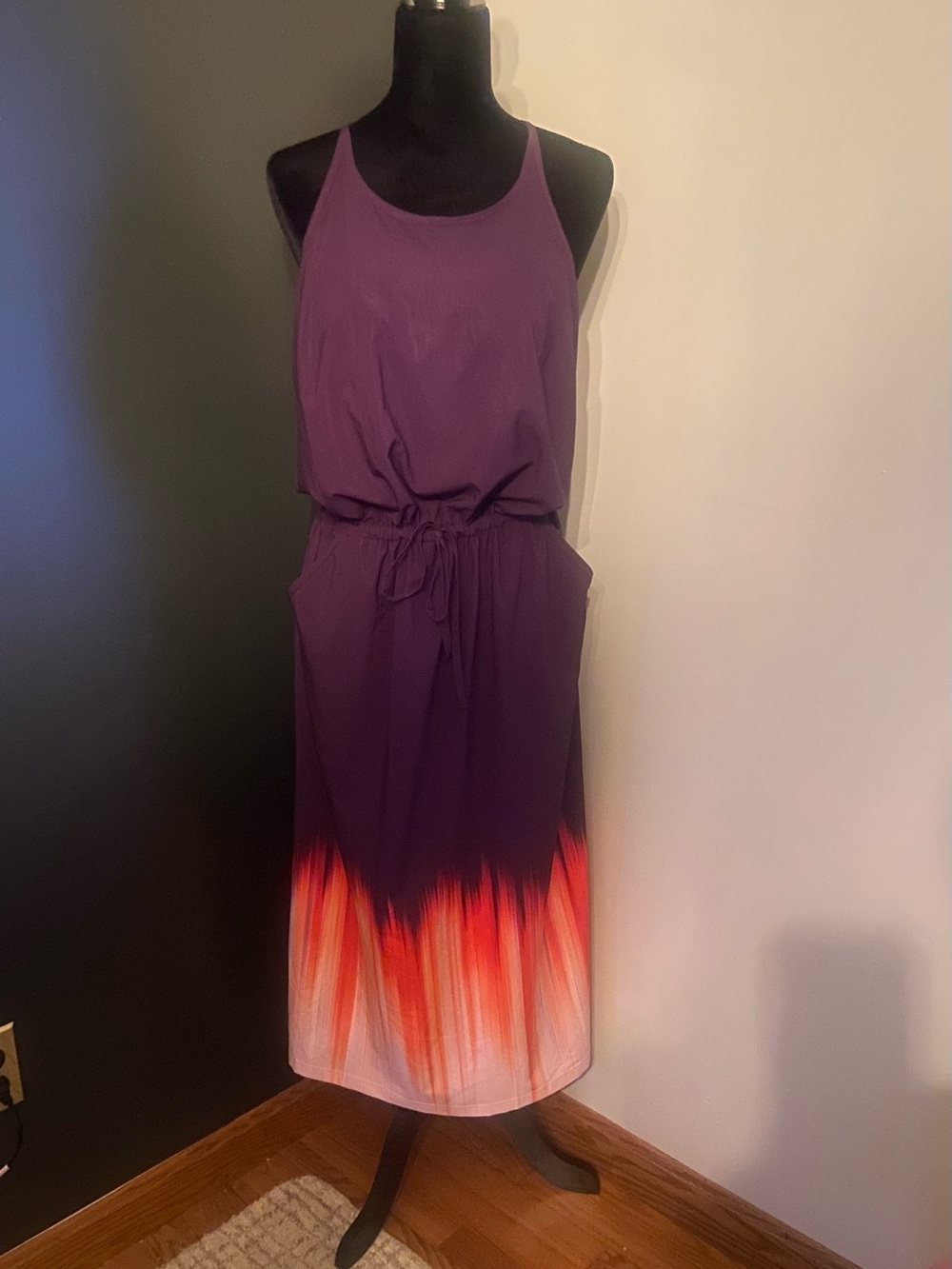 Title Nine Purple Ombre Maxi Dress with Orange-Cream Hem